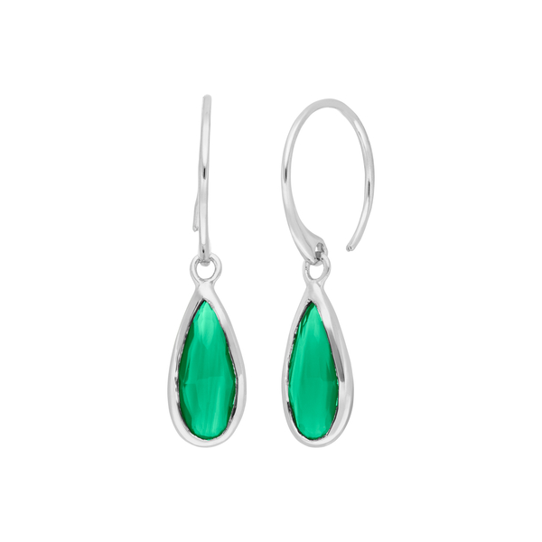 Leaf Jewelry Ohrhänger Gem Drop, Grüner Achat, 925 Sterlingsilber