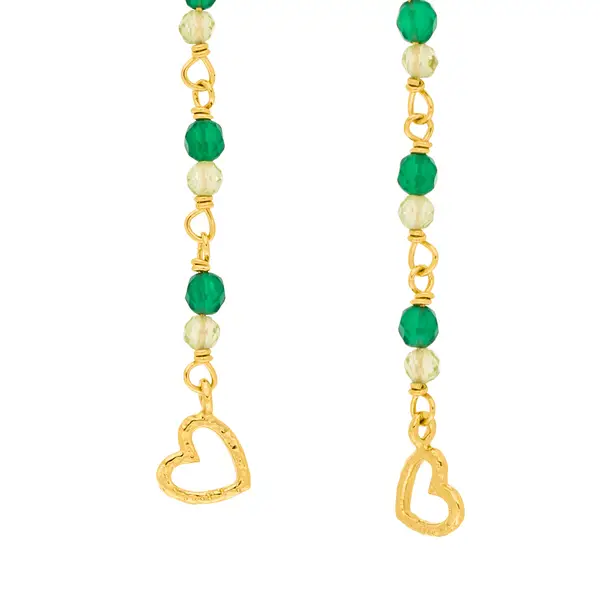 Leaf Jewelry Ohrhänger Grüner Achat, 18 K Gelbgold Vergoldet