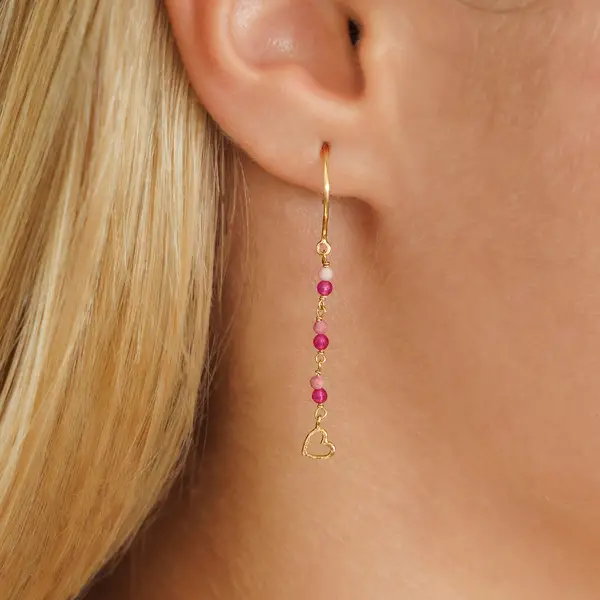 Leaf Jewelry Ohrhänger Grüner Achat, 18 K Gelbgold Vergoldet