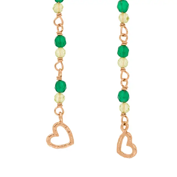 Leaf Jewelry Ohrhänger Grüner Achat, 18 K Rosegold Vergoldet