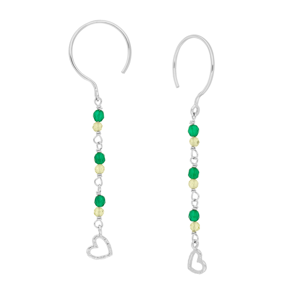 Leaf Jewelry Ohrhänger Grüner Achat, 925 Sterlingsilber