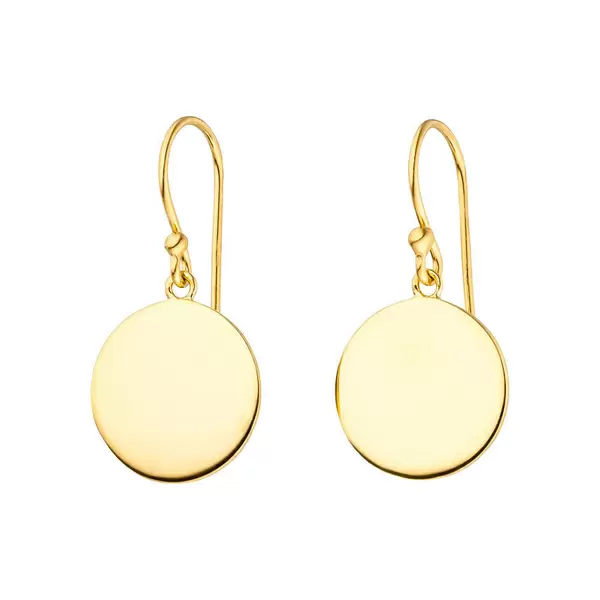 Leaf Jewelry Ohrhänger Plättchen 1,4 cm poliert, 18 K Gelbgold vergoldet