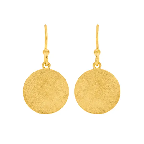 Leaf Jewelry Ohrhänger Plättchen Groß, 18 K Gelbgold Vergoldet