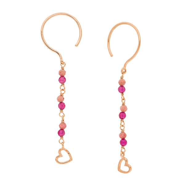 Leaf Jewelry Ohrhänger Rubin, 18 K Rosegold vergoldet