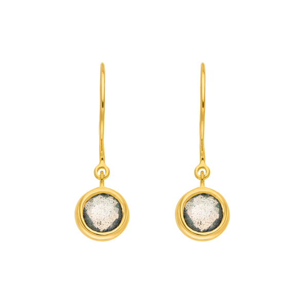 Leaf Jewelry Ohrhänger Solitär, Labradorit, 18 K Gelbgold Vergoldet