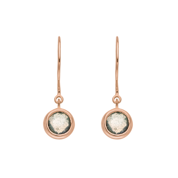 Leaf Jewelry Ohrhänger Solitär, Labradorit, 18 K Rosegold Vergoldet