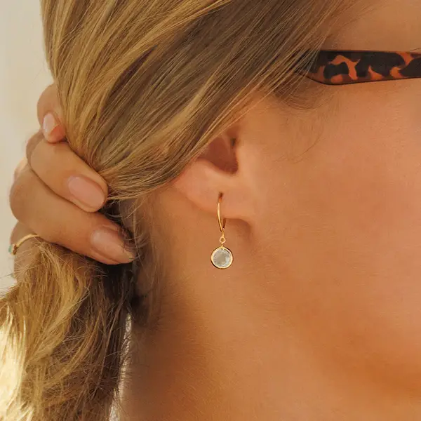 Leaf Jewelry Ohrhänger Solitär, Labradorit, 18 K Rosegold Vergoldet