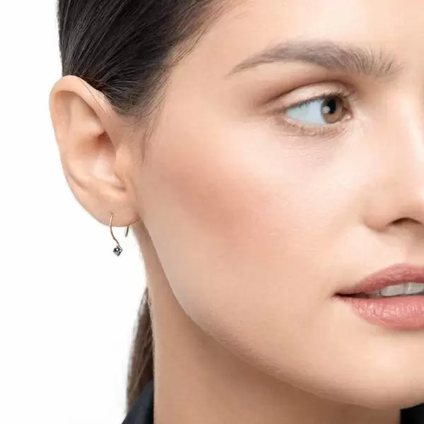 Leaf Jewelry Ohrringe Cabochon, Blaue Topas, 14 K Roségold