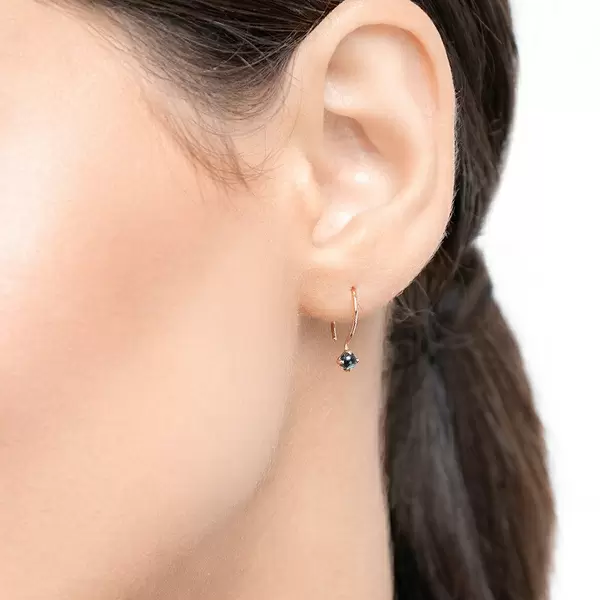 Leaf Jewelry Ohrringe Cabochon, Blaue Topas, 14 K Roségold