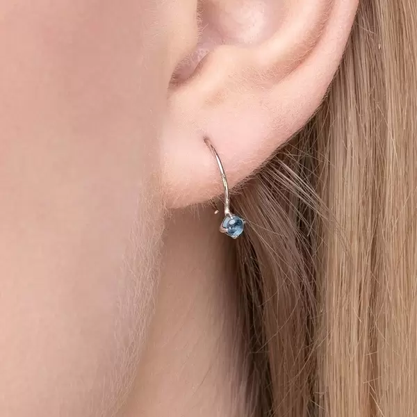 Leaf Jewelry Ohrringe Cabochon, Blaue Topas, 14 K Weißgold