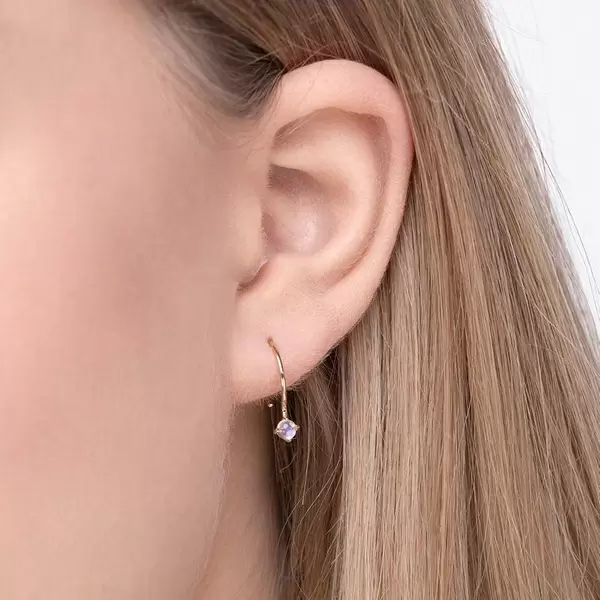 Leaf Jewelry Ohrringe Cabochon, Mondstein, 14 K Gelbgold