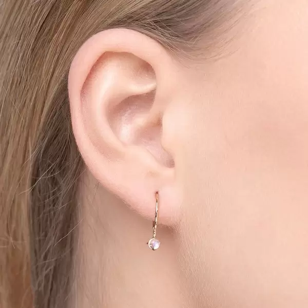 Leaf Jewelry Ohrringe Cabochon, Mondstein, 14 K Gelbgold