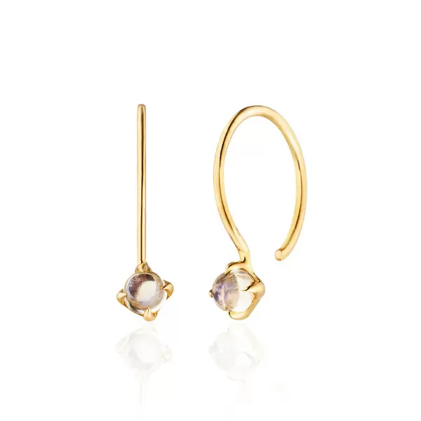 Leaf Jewelry Ohrringe Cabochon, Mondstein, 14 K Gelbgold