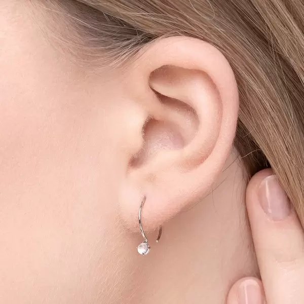 Leaf Jewelry Ohrringe Cabochon, Mondstein, 14 K Weißgold