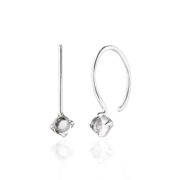 Leaf Jewelry Ohrringe Cabochon, Mondstein, 14 K Weißgold