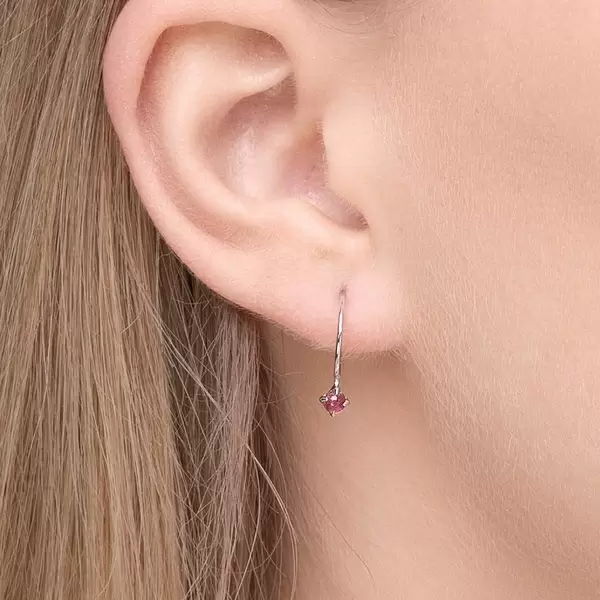 Leaf Jewelry Ohrringe Cabochon, Rubin, 14 K Weißgold