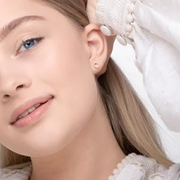 Leaf Jewelry Ohrringe Circle Mit Diamanten, 18 K Gelbgold