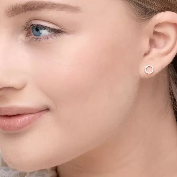 Leaf Jewelry Ohrringe Circle Mit Diamanten, 18 K Rosegold