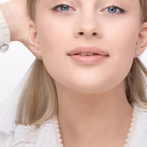 Leaf Jewelry Ohrringe Circle Mit Diamanten, 18 K Rosegold