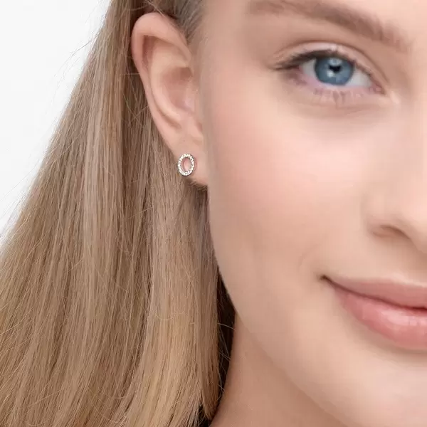 Leaf Jewelry Ohrringe Circle Mit Diamanten, 18 K Weißgold