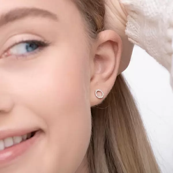 Leaf Jewelry Ohrringe Circle Mit Diamanten, 18 K Weißgold