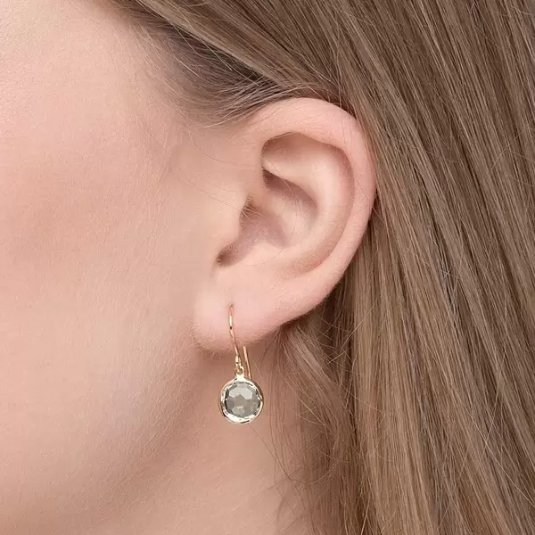 Leaf Jewelry Ohrringe Grüner Amethyst, 14 K Gelbgold