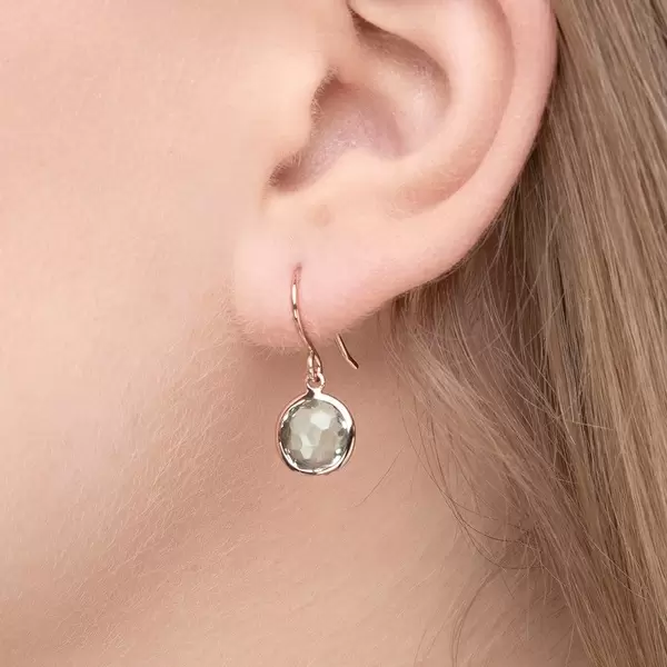 Leaf Jewelry Ohrringe Grüner Amethyst, 14 K Rosegold