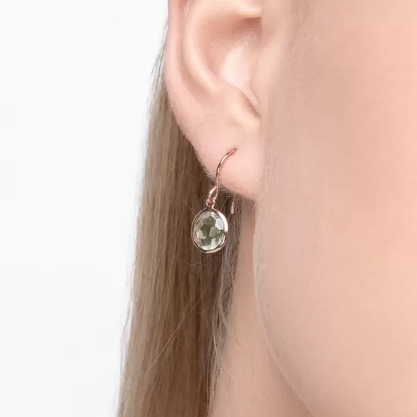 Leaf Jewelry Ohrringe Grüner Amethyst, 14 K Rosegold