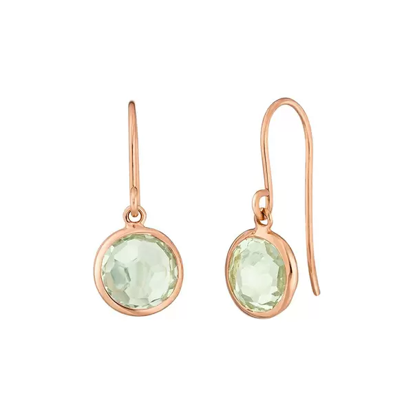 Leaf Jewelry Ohrringe Grüner Amethyst, 14 K Rosegold
