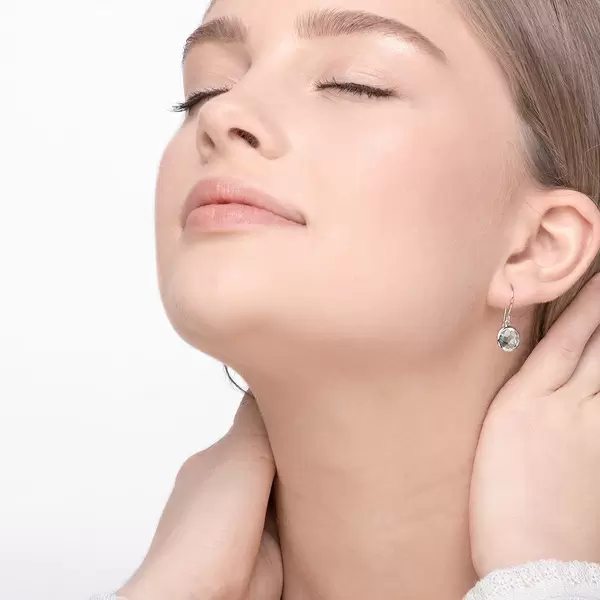 Leaf Jewelry Ohrringe Grüner Amethyst, 14 K Weißgold