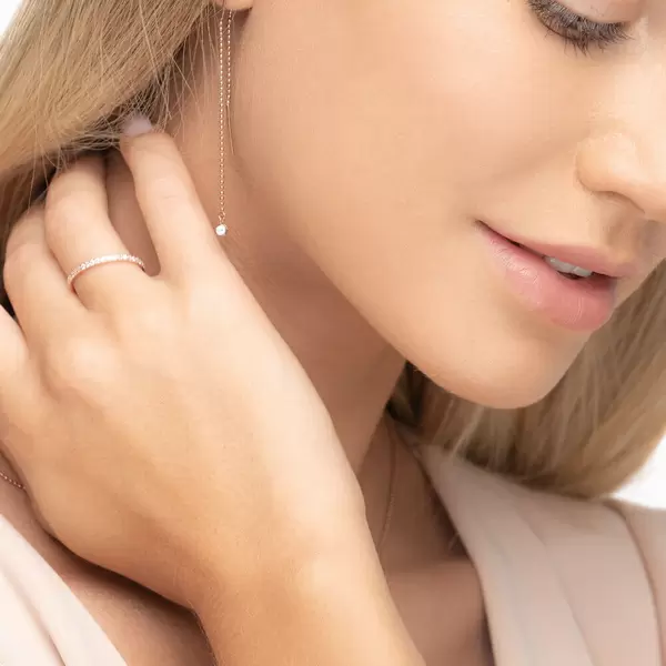 Leaf Jewelry Ohrringe "my First Diamond", Ball Chain, 14 K Rosegold