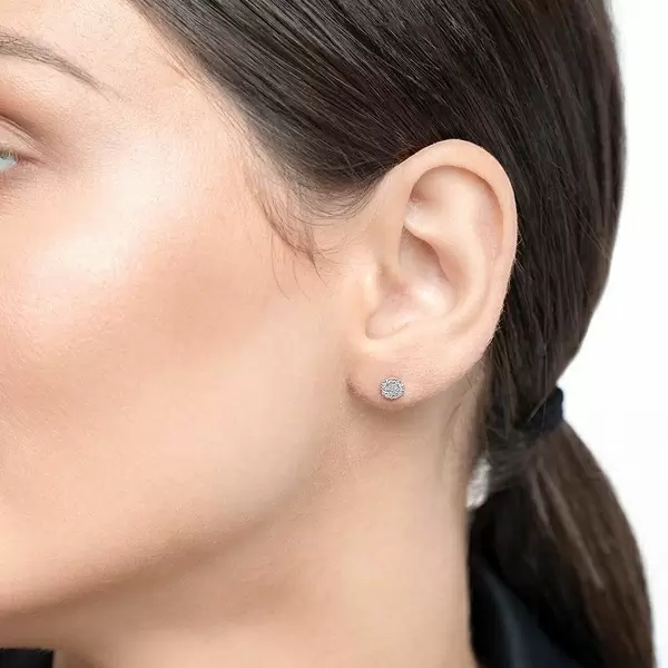 Leaf Jewelry Ohrringe Pavé Mit Diamanten, 18 K Weßgold