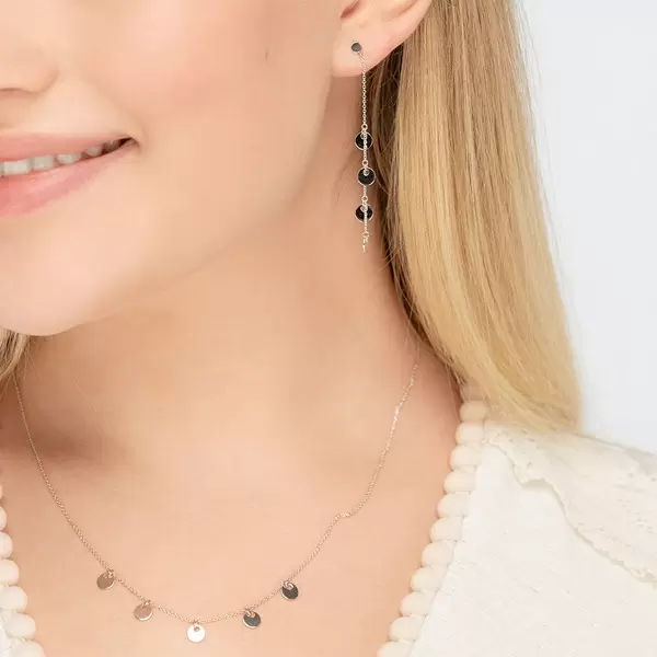 Leaf Jewelry Ohrringe Platelet Kette, 14 K Weissgold