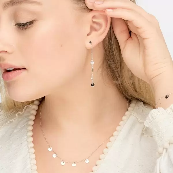 Leaf Jewelry Ohrringe Platelet Kette, 14 K Weissgold