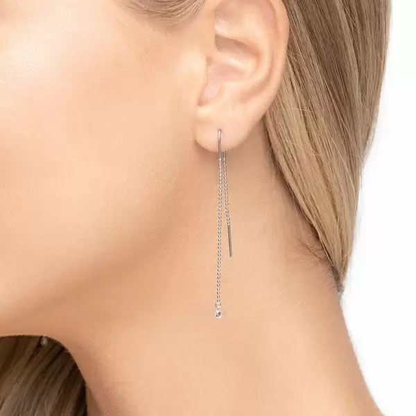 Leaf Jewelry Ohrringe Pure Ball Chain, 14 K Weißgold