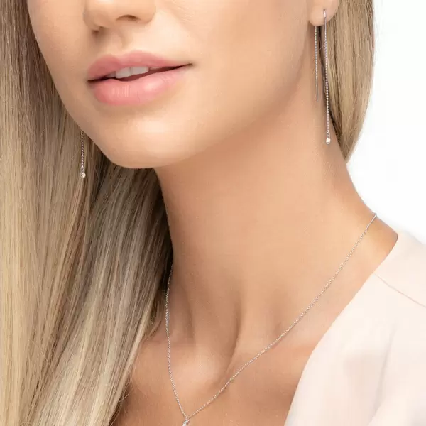 Leaf Jewelry Ohrringe Pure Ball Chain, 14 K Weißgold