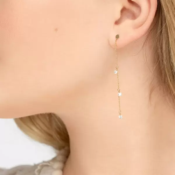 Leaf Jewelry Ohrringe Pure Chain Mit Diamanten, 18 K Gelbgold