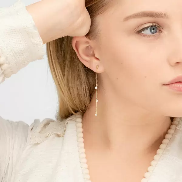 Leaf Jewelry Ohrringe Pure Chain Mit Diamanten, 18 K Gelbgold