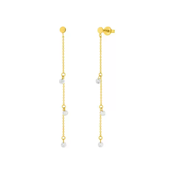 Leaf Jewelry Ohrringe Pure Chain mit Diamanten, 18 K Gelbgold