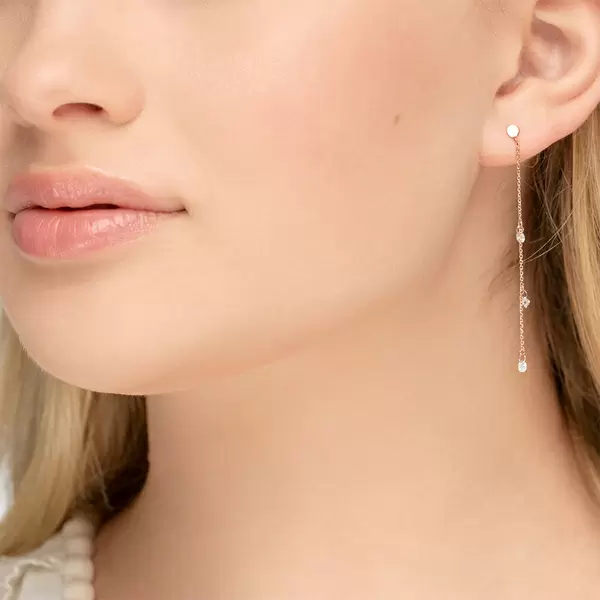 Leaf Jewelry Ohrringe Pure Chain Mit Diamanten, 18 K Rosegold
