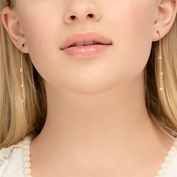 Leaf Jewelry Ohrringe Pure Chain Mit Diamanten, 18 K Rosegold