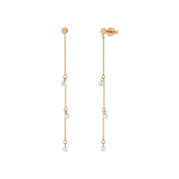 Leaf Jewelry Ohrringe Pure Chain mit Diamanten, 18 K Rosegold