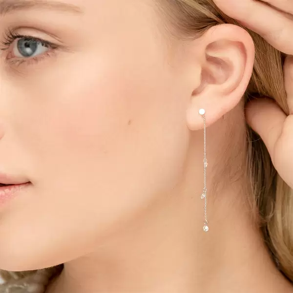 Leaf Jewelry Ohrringe Pure Chain Mit Diamanten, 18 K Weissgold