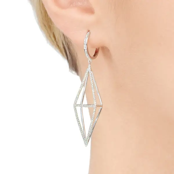 Leaf Jewelry Ohrringe Trapez Mit Diamanten, 18 K Gelbgold