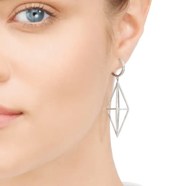 Leaf Jewelry Ohrringe Trapez Mit Diamanten, 18 K Weißgold