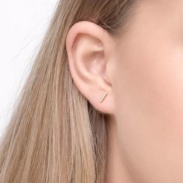 Leaf Jewelry Ohrstecker Bar Mit Diamanten, 18 Gelbgold