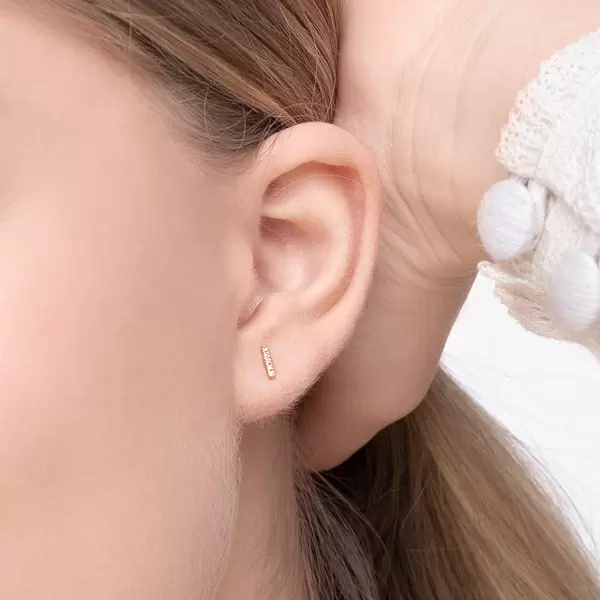 Leaf Jewelry Ohrstecker Bar Mit Diamanten, 18 K Gelbgold