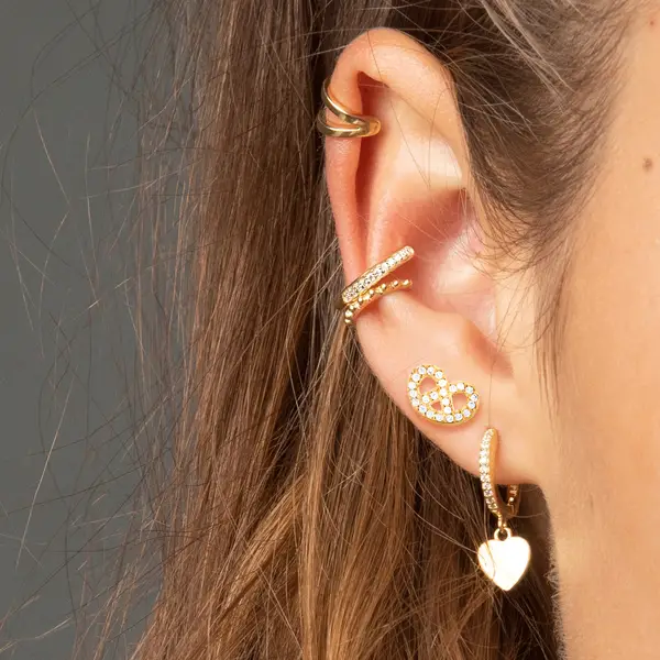 Leaf Jewelry Ohrstecker Brezn Mit Zirkonia, 18 K Gelbgold Vergoldet