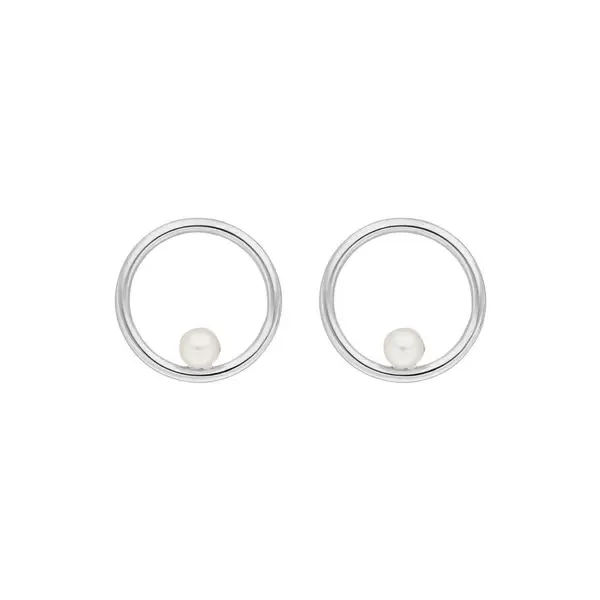 Leaf Jewelry Ohrstecker Circle Mit Perle, 925 Sterlingsilber