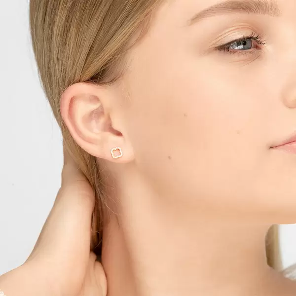 Leaf Jewelry Ohrstecker Clover Mit Diamanten, 18 K Gelbgold